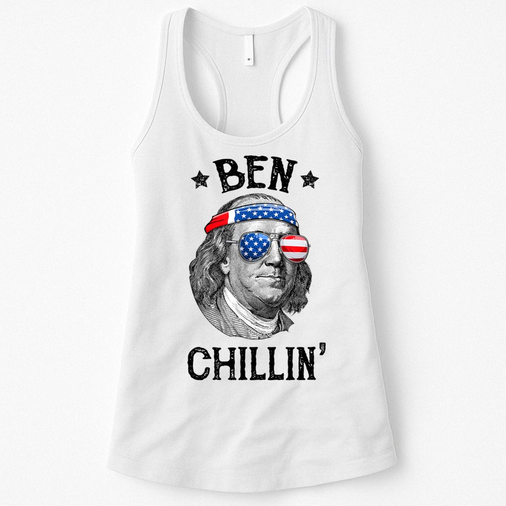 Ben Chillin 4th Of July Ben Franklin USA Independence Flag Womens Tank Top