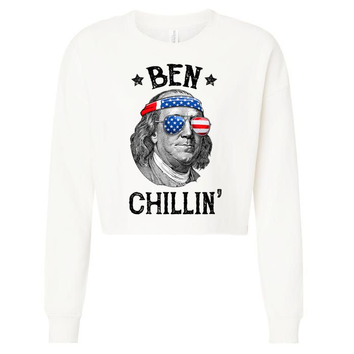 Ben Chillin 4th Of July Ben Franklin USA Independence Flag Cropped Pullover Crew