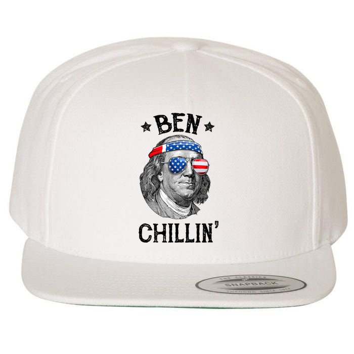 Ben Chillin 4th Of July Ben Franklin USA Independence Flag Wool Snapback Cap