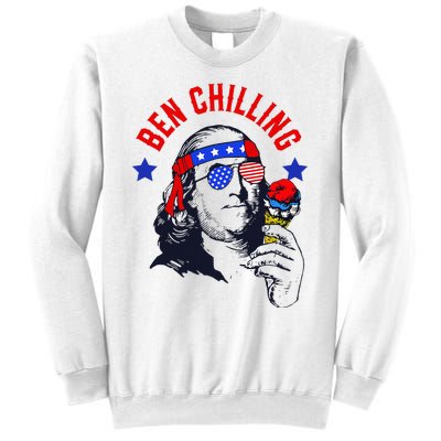 Ben Chilling 4th of July Ben Franklin Ice Cream Meme US Flag Sweatshirt