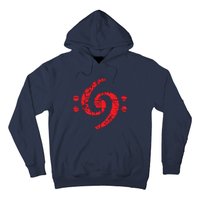 Bass Clef 69 Vintage Red Bassist Bass Player Hoodie