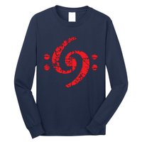 Bass Clef 69 Vintage Red Bassist Bass Player Long Sleeve Shirt