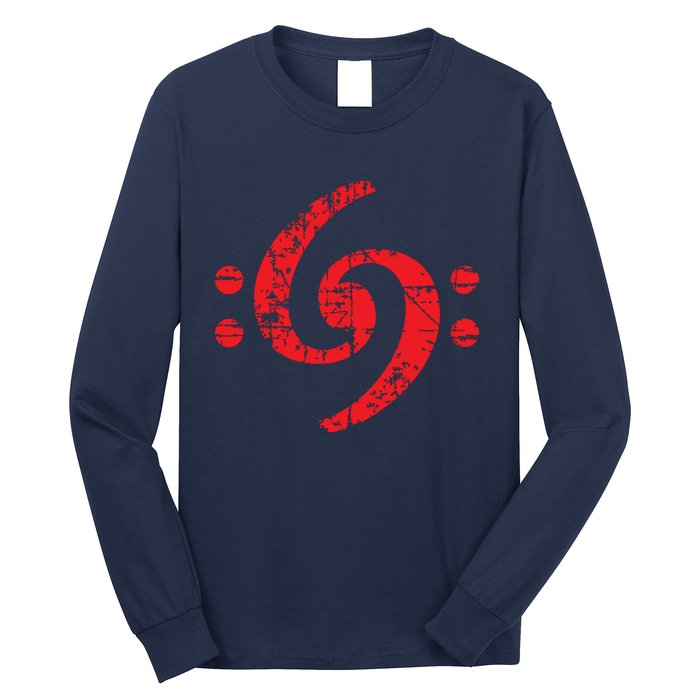 Bass Clef 69 Vintage Red Bassist Bass Player Long Sleeve Shirt