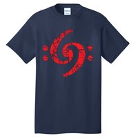 Bass Clef 69 Vintage Red Bassist Bass Player Tall T-Shirt