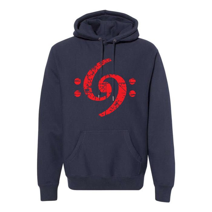 Bass Clef 69 Vintage Red Bassist Bass Player Premium Hoodie