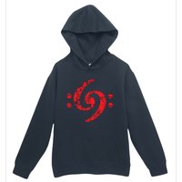 Bass Clef 69 Vintage Red Bassist Bass Player Urban Pullover Hoodie