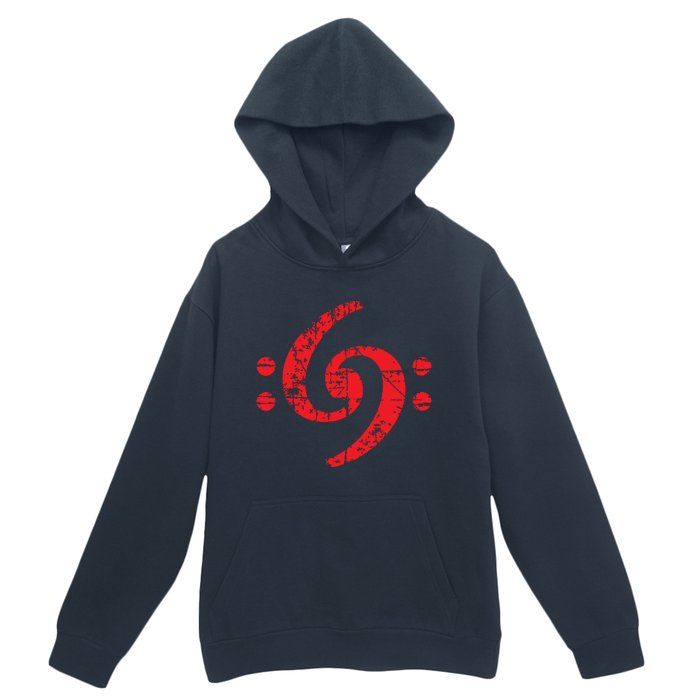 Bass Clef 69 Vintage Red Bassist Bass Player Urban Pullover Hoodie