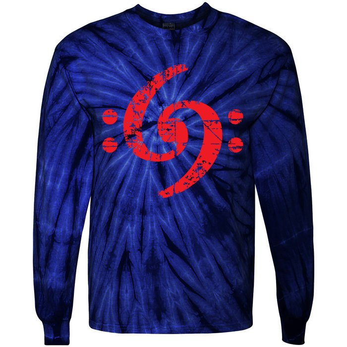 Bass Clef 69 Vintage Red Bassist Bass Player Tie-Dye Long Sleeve Shirt