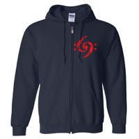 Bass Clef 69 Vintage Red Bassist Bass Player Full Zip Hoodie