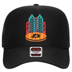 Bitcoin City High Crown Mesh Back Trucker Hat