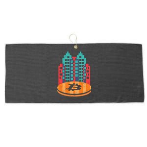 Bitcoin City Large Microfiber Waffle Golf Towel