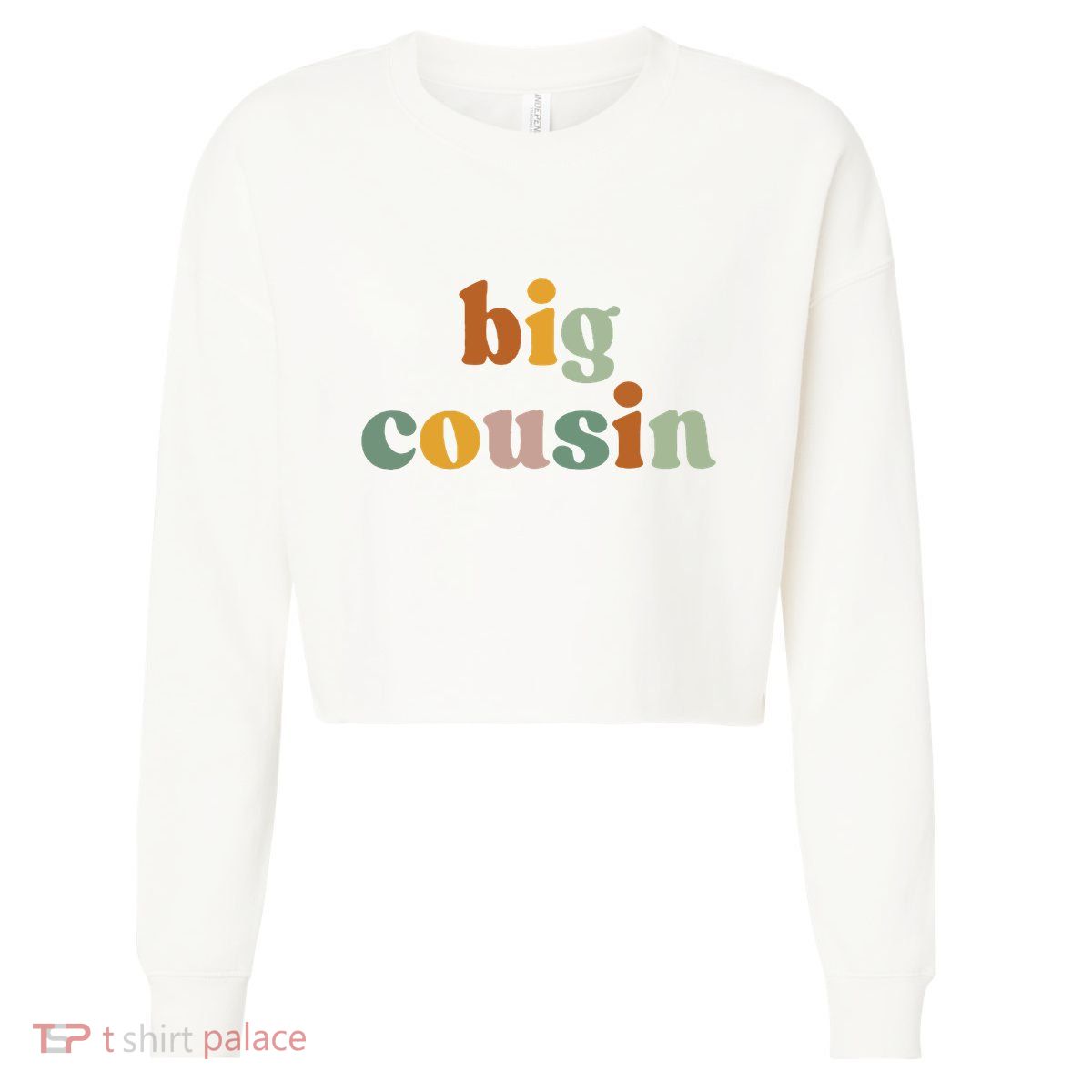 Big Cousin Announcement Cropped Pullover Crew