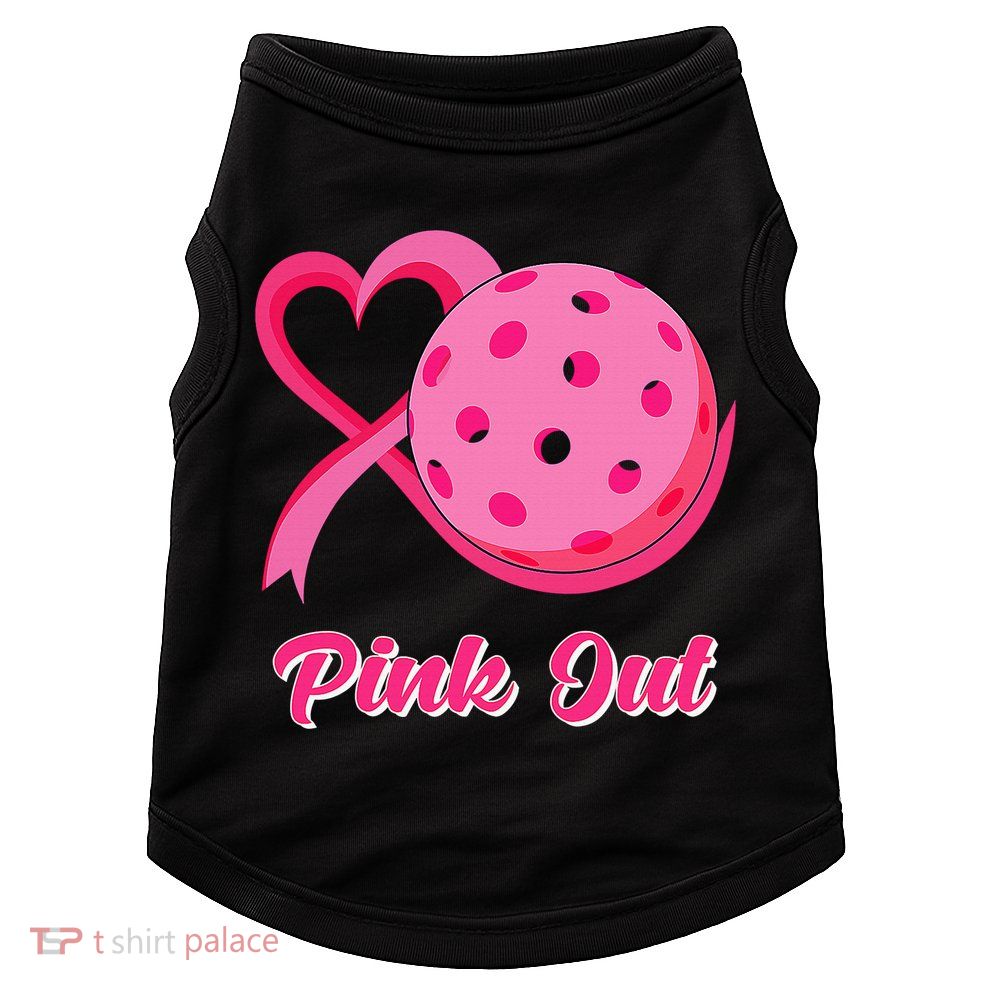 Breast Cancer Awareness Heart Ribbon Pickleball Pink Out Doggie Tank