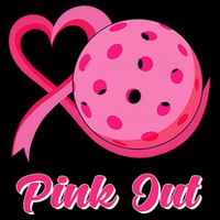 Breast Cancer Awareness Heart Ribbon Pickleball Pink Out V-Neck T-Shirt