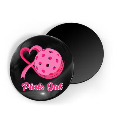 Breast Cancer Awareness Heart Ribbon Pickleball Pink Out Magnet