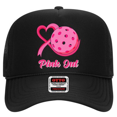 Breast Cancer Awareness Heart Ribbon Pickleball Pink Out Trucker Hat
