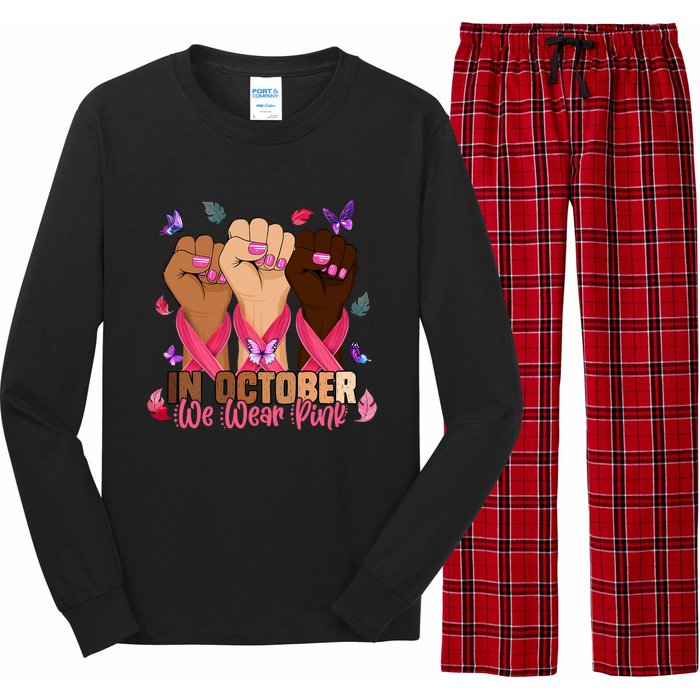 Breast Cancer Awareness Month In October We Wear 2024 Long Sleeve Pajama Set