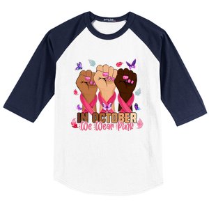 Breast Cancer Awareness Month In October We Wear 2024 Baseball Sleeve Shirt