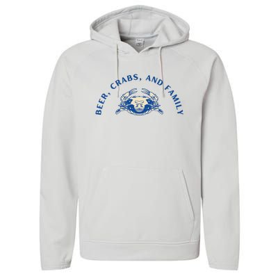 Beer Crabs And Family Performance Fleece Hoodie