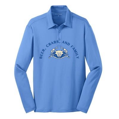 Beer Crabs And Family Silk Touch Performance Long Sleeve Polo