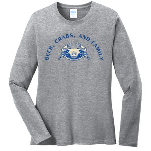 Beer Crabs And Family Ladies Long Sleeve Shirt