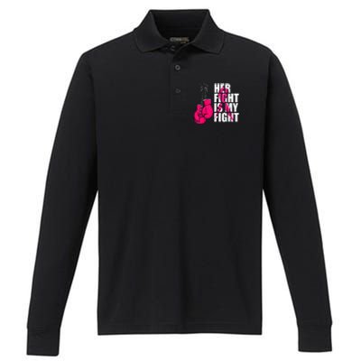 Breast Cancer Awareness Husband Support Squad Performance Long Sleeve Polo