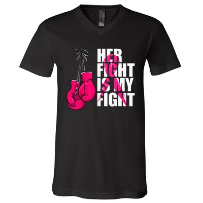 Breast Cancer Awareness Husband Support Squad V-Neck T-Shirt