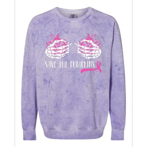 Breast Cancer Awareness Save Pumpkins Halloween Colorblast Crewneck Sweatshirt