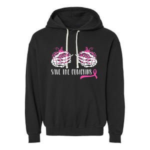 Breast Cancer Awareness Save Pumpkins Halloween Garment-Dyed Fleece Hoodie