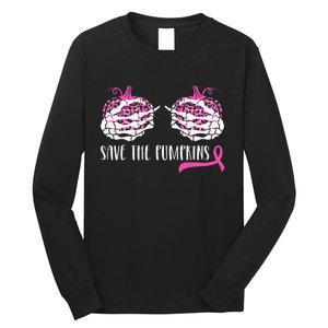 Breast Cancer Awareness Save Pumpkins Halloween Long Sleeve Shirt