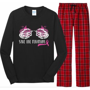 Breast Cancer Awareness Save Pumpkins Halloween Long Sleeve Pajama Set