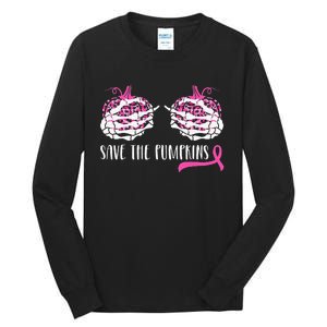 Breast Cancer Awareness Save Pumpkins Halloween Tall Long Sleeve T-Shirt