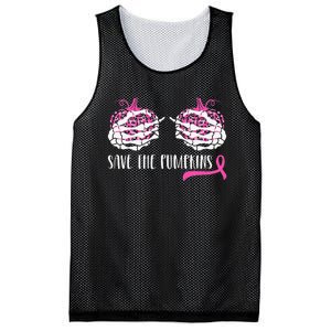 Breast Cancer Awareness Save Pumpkins Halloween Mesh Reversible Basketball Jersey Tank