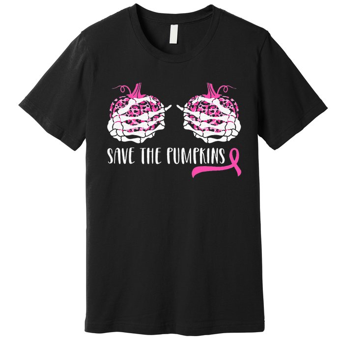 Breast Cancer Awareness Save Pumpkins Halloween Premium T-Shirt