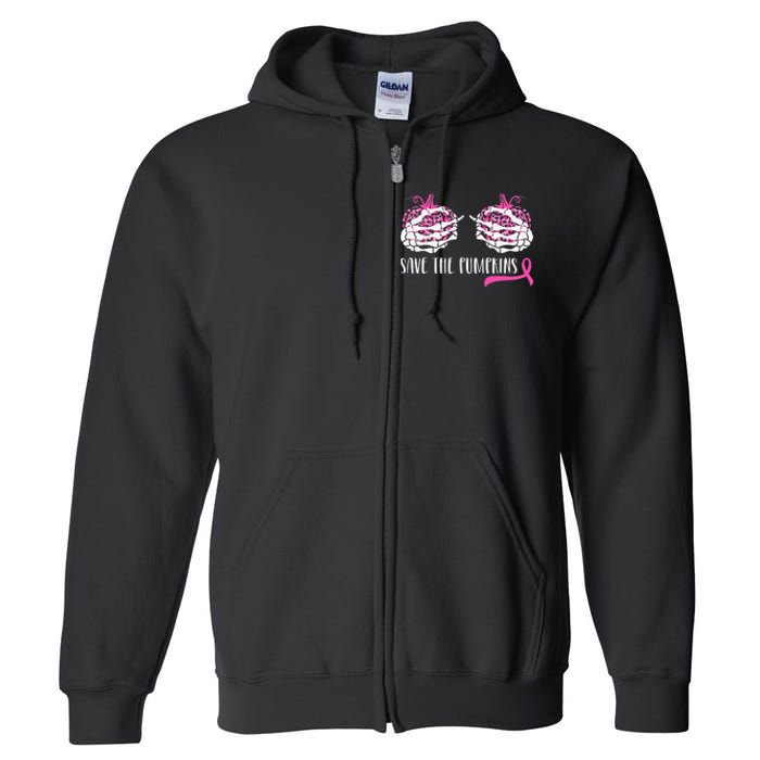 Breast Cancer Awareness Save Pumpkins Halloween Full Zip Hoodie