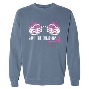 Breast Cancer Awareness Save Pumpkins Halloween Garment-Dyed Sweatshirt