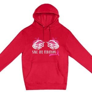 Breast Cancer Awareness Save Pumpkins Halloween Premium Pullover Hoodie