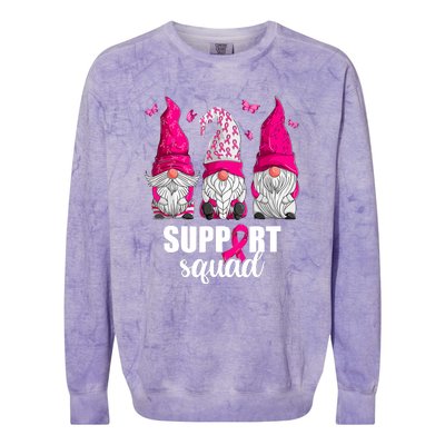 Breast Cancer Awareness Pink Gnomes Support Squad Gifts Colorblast Crewneck Sweatshirt