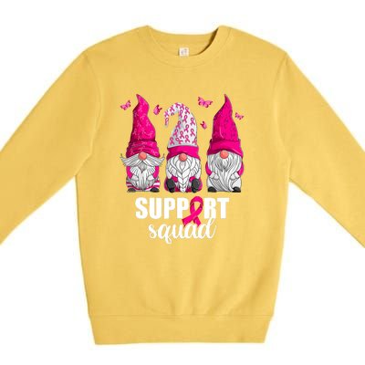 Breast Cancer Awareness Pink Gnomes Support Squad Gifts Premium Crewneck Sweatshirt