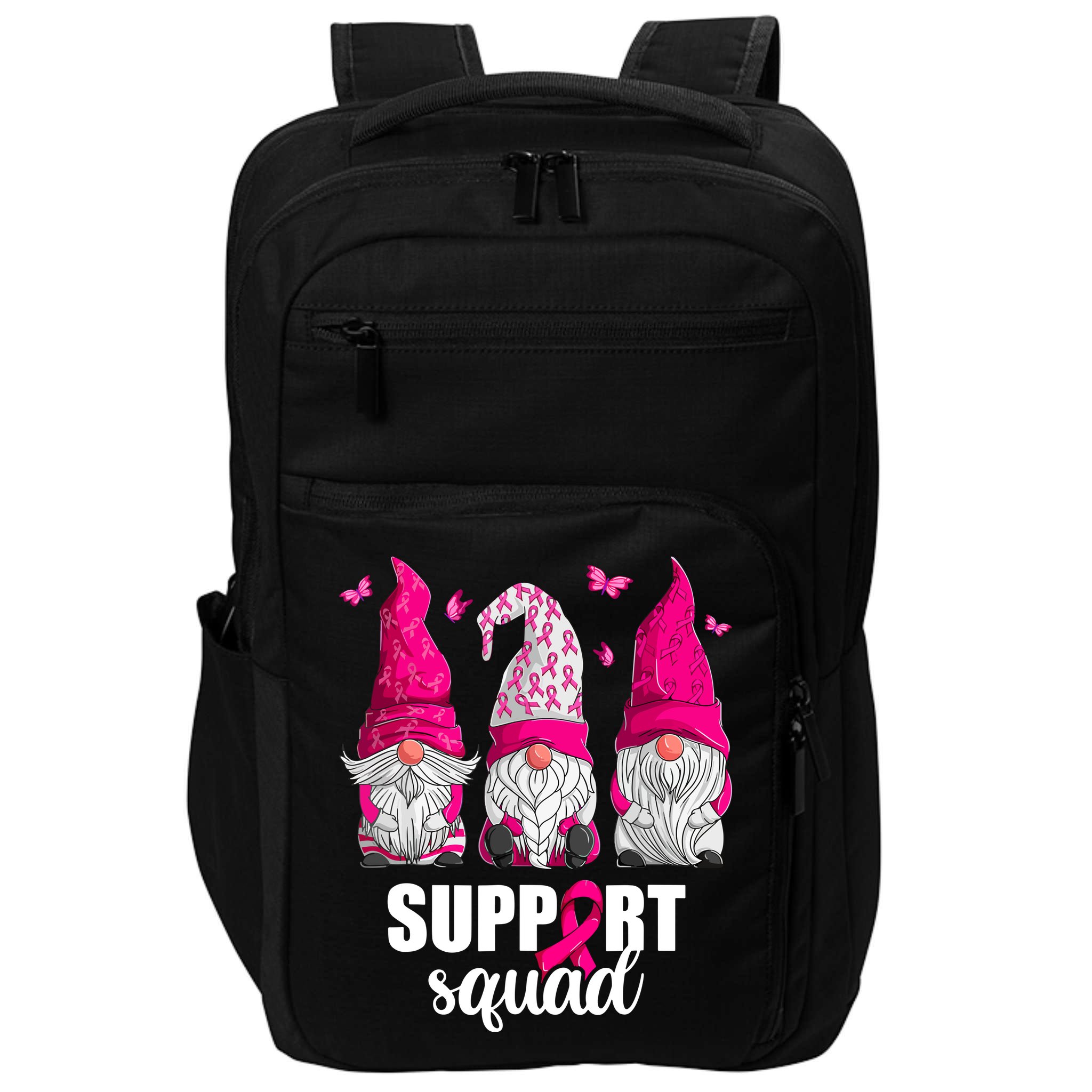 Breast Cancer Awareness Pink Gnomes Support Squad Gifts Impact Tech Backpack