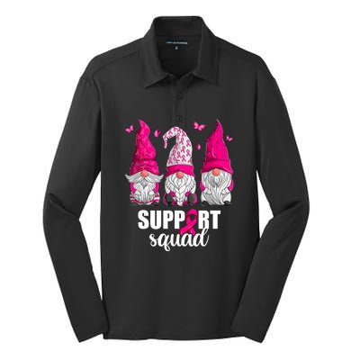 Breast Cancer Awareness Pink Gnomes Support Squad Gifts Silk Touch Performance Long Sleeve Polo