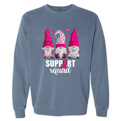 Breast Cancer Awareness Pink Gnomes Support Squad Gifts Garment-Dyed Sweatshirt