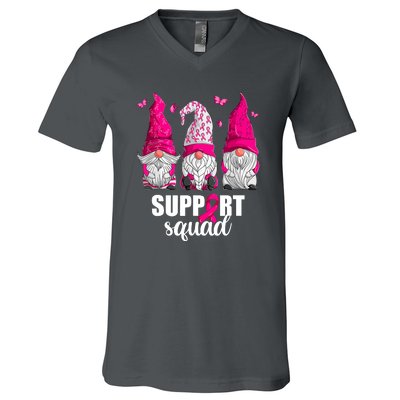 Breast Cancer Awareness Pink Gnomes Support Squad Gifts V-Neck T-Shirt