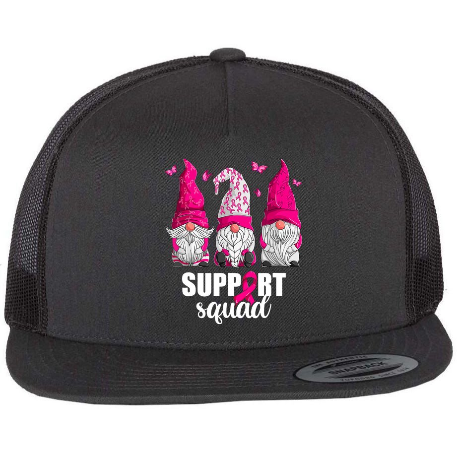 Breast Cancer Awareness Pink Gnomes Support Squad Gifts Flat Bill Trucker Hat