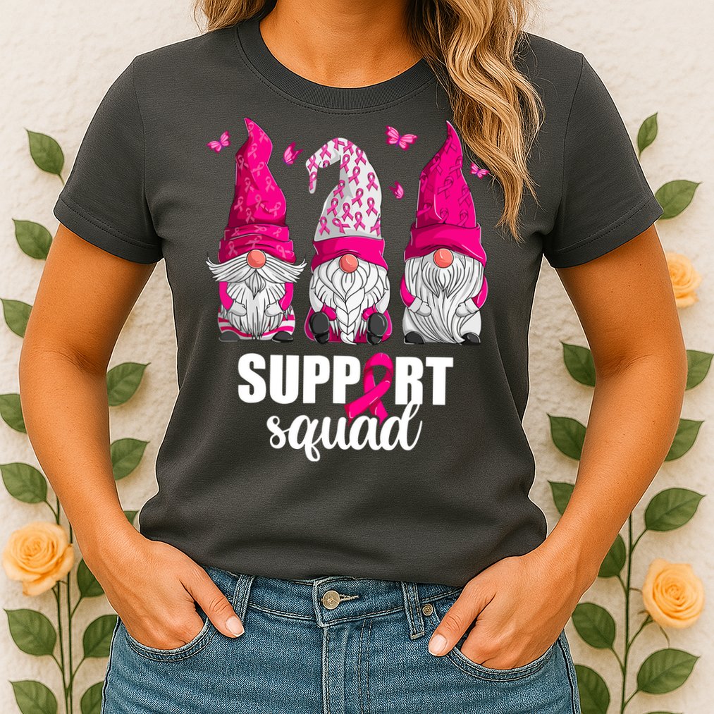 Breast Cancer Awareness Pink Gnomes Support Squad Gifts Womens T-Shirt