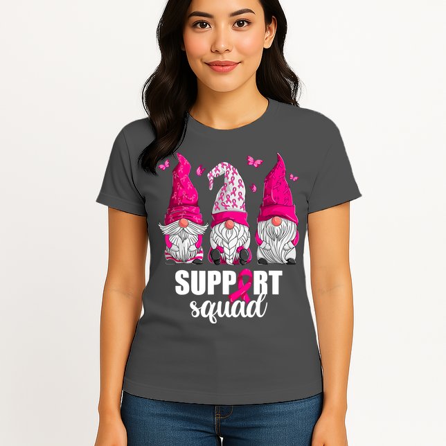 Breast Cancer Awareness Pink Gnomes Support Squad Gifts Womens T-Shirt