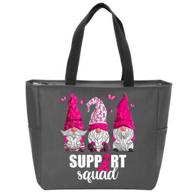 Breast Cancer Awareness Pink Gnomes Support Squad Gifts Zip Tote Bag