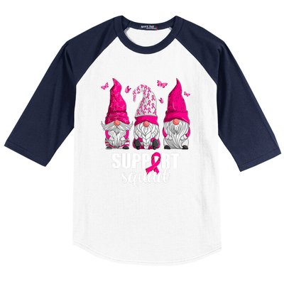 Breast Cancer Awareness Pink Gnomes Support Squad Gifts Baseball Sleeve Shirt