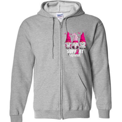 Breast Cancer Awareness Pink Gnomes Support Squad Gifts Full Zip Hoodie