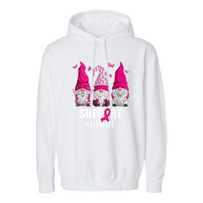 Breast Cancer Awareness Pink Gnomes Support Squad Gifts Garment-Dyed Fleece Hoodie